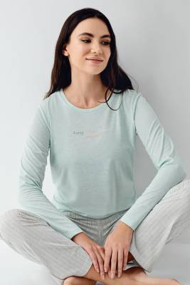 Pierre Cardin - Kadın Mevsimlik Uzunkol Cepli Pijama Takımı %50 Pamuk %50 Modal