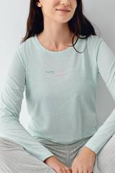 Kadın Mevsimlik Uzunkol Cepli Pijama Takımı %50 Pamuk %50 Modal - Thumbnail