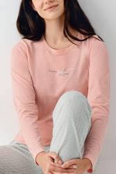 Kadın Mevsimlik Uzunkol Cepli Pijama Takımı %50 Pamuk %50 Modal - Thumbnail