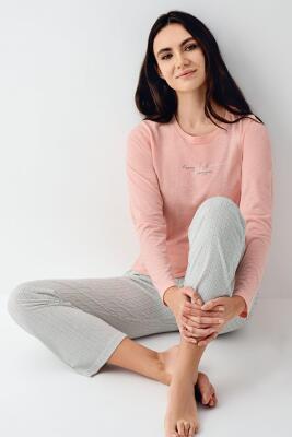 Kadın Mevsimlik Uzunkol Cepli Pijama Takımı %50 Pamuk %50 Modal - 5
