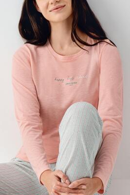 Kadın Mevsimlik Uzunkol Cepli Pijama Takımı %50 Pamuk %50 Modal - 7