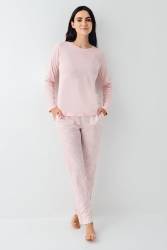 Kadın Mevsimlik Uzunkol Pijama Takım, %50 pamuk %50 modal - Thumbnail