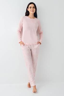 Pierre Cardin - Kadın Mevsimlik Uzunkol Pijama Takım, %50 pamuk %50 modal (1)