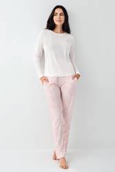 Kadın Mevsimlik Uzunkol Pijama Takım, %50 pamuk %50 modal - Thumbnail