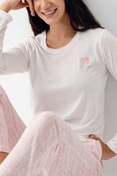 Kadın Mevsimlik Uzunkol Pijama Takım, %50 pamuk %50 modal - Thumbnail