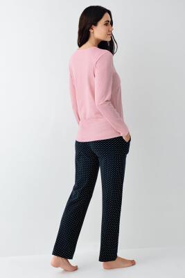 Kadın Mevsimlik Uzunkol Rose Pijama Takım, %50 pamuk %50 modal - 4