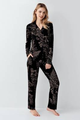 Arnetta - Kadın Modal Pamuk Gömlek Yakalı Pijama Takım, Cep Detaylıdır (1)
