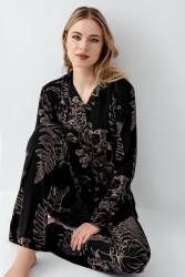 Kadın Modal Pamuk Gömlek Yakalı Pijama Takım, Cep Detaylıdır