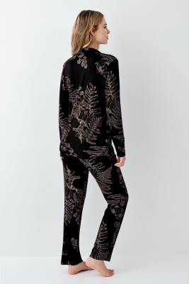 Kadın Modal Pamuk Gömlek Yakalı Pijama Takım, Cep Detaylıdır - 4