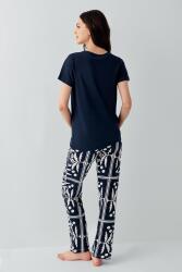 Kadın Modal Pijama Takımı %50 Pamuk %50 Modal – Kısa Kollu Üst & Desenli Alt, Ev Giyimi - 4