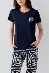 Kadın Modal Pijama Takımı %50 Pamuk %50 Modal – Kısa Kollu Üst & Desenli Alt, Ev Giyimi - 3