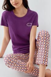 Kadın Mor Baskılı Pijama Takımı – %50 Pamuk %50 Modal, Desenli Alt, Büyük Beden Seçenekli - 3