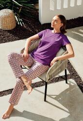 Kadın Mor Baskılı Pijama Takımı – %50 Pamuk %50 Modal, Desenli Alt, Büyük Beden Seçenekli - 5