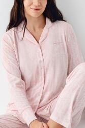 Kadın Önden Düğmeli Pembe Pijama Takım, %50 pamuk %50 modal - 3