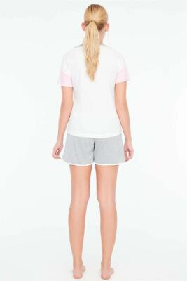 Kadın Parça Renkli T-shirt Şort Takım - 3