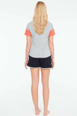 Kadın Parça Renkli T-shirt Şort Takım - 6