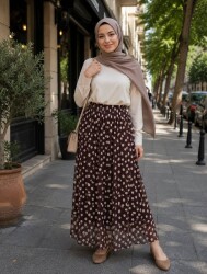 Kadın Puantiyeli Tül Etek,  Astarlı Etek, 95cm, Standart Beden - 3