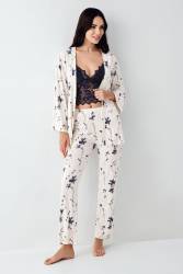 Kadın Sabahlık Pijama Bralet 3'lü Takım - Thumbnail