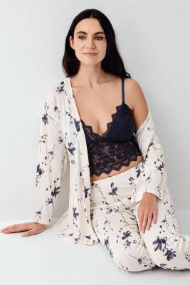 Arnetta - Kadın Sabahlık Pijama Bralet 3'lü Takım