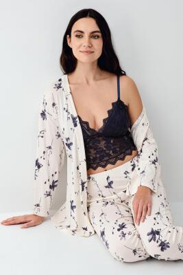 Kadın Sabahlık Pijama Bralet 3'lü Takım - 1