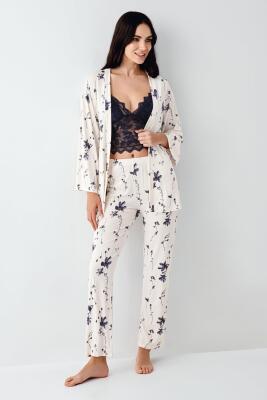 Kadın Sabahlık Pijama Bralet 3'lü Takım - 2