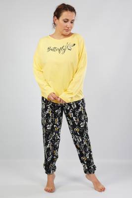 Espuar - Kadın Sarı Battal Büyük Beden Rahat Pijama Takımı