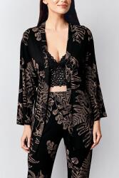 Kadın Siyah 3'lü Takım, Sabahlık Pantolon Ve Bralet Set - 5