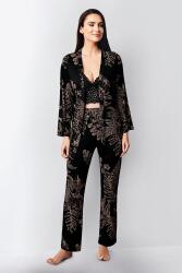 Kadın Siyah 3'lü Takım, Sabahlık Pantolon Ve Bralet Set - 4