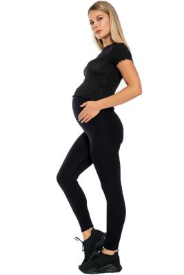 Kadın Siyah 4 Mevsim Kullanılabilir Hamile Tayt,  - 1