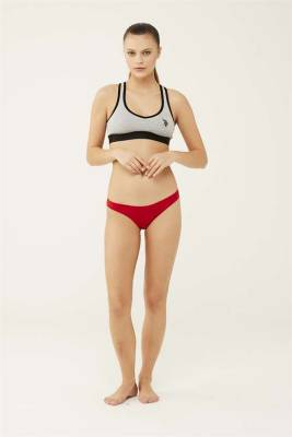 U.S. Polo Assn. - Kadın Siyah Beyaz Ten Kırmızı Somon 5 'Li Brazilian Slip