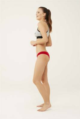 U.S. Polo Assn. - Kadın Siyah Beyaz Ten Kırmızı Somon 5 'Li Brazilian Slip (1)