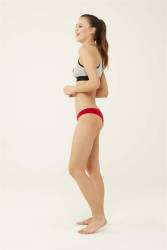 Kadın Siyah Beyaz Ten Kırmızı Somon 5 'Li Brazilian Slip - Thumbnail