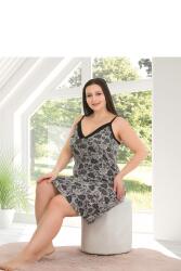 Kadın Siyah Desenli Askılı  Büyük Beden Gecelik, viskon kumaş (1)