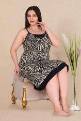 Kadın Siyah Desenli Askılı  Büyük Beden Gecelik, viskon kumaş