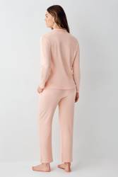 Kadın Somon Gömlek Termal Kışlık Pijama Takım - Thumbnail