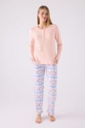 Kadın Somon Kışlık Termal Pijama Takım, İçi Şardonlu - 1