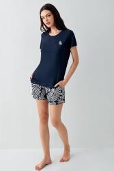 Kadın Şortlu Pijama Takımı – %50 Pamuk %50 Modal, Desenli Cepli Alt, Yazlık Rahat Ev Giyim - 6