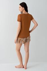 Kadın Şortlu Pijama Takımı – %50 Pamuk %50 Modal, Desenli Cepli Alt, Yazlık Rahat Ev Giyim - 4