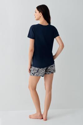 Kadın Şortlu Pijama Takımı – %50 Pamuk %50 Modal, Desenli Cepli Alt, Yazlık Rahat Ev Giyim - 8