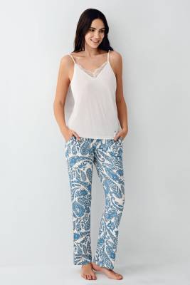 Kadın Turkuaz 3'lü Pijama Takım, Modal Pamuk Kumaş - 3