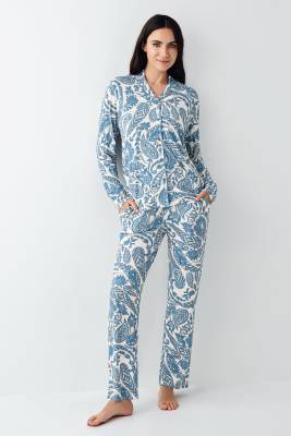 Pierre Cardin - Kadın Turkuaz Gömlek Pijama Takım, %48 Pamuk %48 Modal %4 Elastan (1)