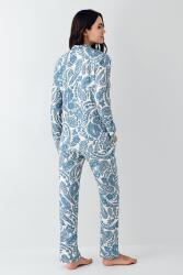 Kadın Turkuaz Gömlek Pijama Takım, %48 Pamuk %48 Modal %4 Elastan - 4