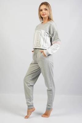 Kadın Üst Crop Sweatshirt, Alt Cepli ve Paça Manşetli Takım - 8