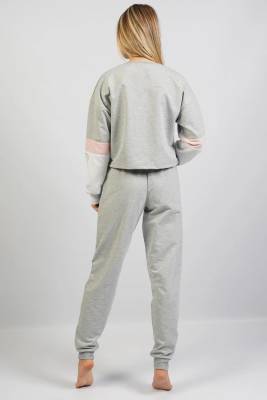 Kadın Üst Crop Sweatshirt, Alt Cepli ve Paça Manşetli Takım - 9