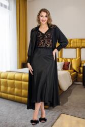 Kadın Uzun 2'li Fantazi Saten Gecelik Sabahlık Takım - 4