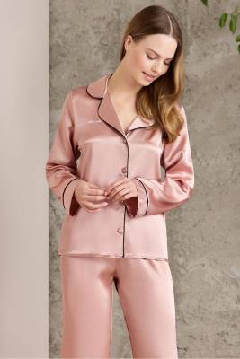 Pierre Cardin - Kadın Uzun Kollu Saten Biyeli Pijama Takımı 1200 (1)