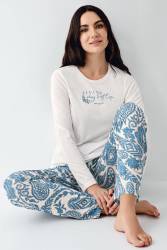 Kadın Uzunkol Pijama Takım, %50 pamuk %50 modal - 1