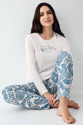 Pierre Cardin - Kadın Uzunkol Pijama Takım, %50 pamuk %50 modal