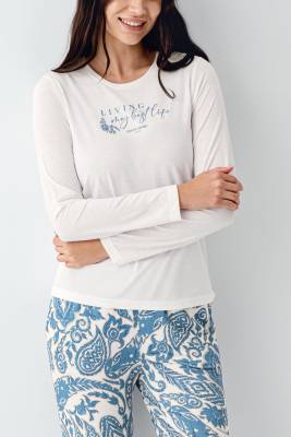 Kadın Uzunkol Pijama Takım, %50 pamuk %50 modal - 3