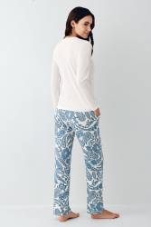 Kadın Uzunkol Pijama Takım, %50 pamuk %50 modal - 4